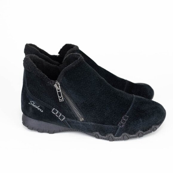 Skechers Relaxed Fit Bikers Zippiest Boot Black Bootie Sneaker Women 8 - Picture 3 of 9